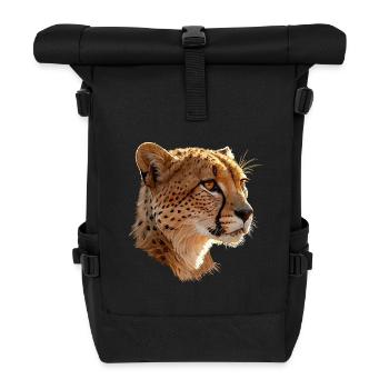 Leopardenkopf Kunstillustration - Rolltop Rucksack - Schwarz - Vorne