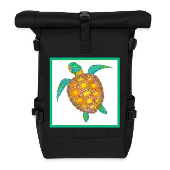 Sea Turtle Hand Drawn - Roll Top Backpack - black - Front