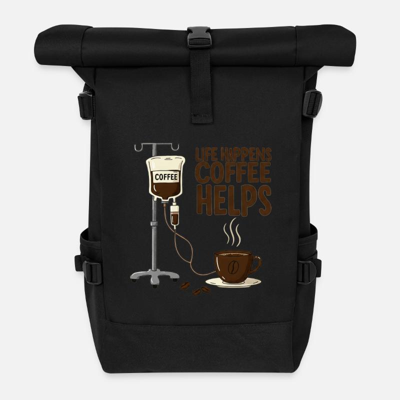 Life Happens Coffee Helps Morgenmuffel Kaffee - Roll Top Backpack - black