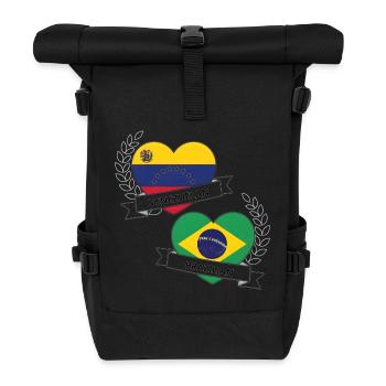 Drapeaux coeur brésilien vénézuélien  - Sac à dos roll top - noir - Devant