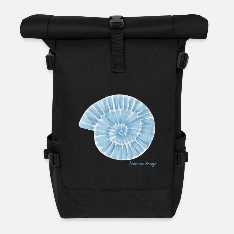 Spiralschale Blau – Sommerbrise - Rolltop Rucksack - Schwarz