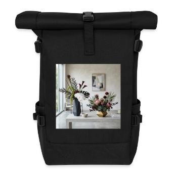 Geometric Blossoms Vases - Modern Art - Roll Top Backpack - black - Front