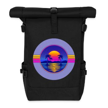 Sunset Neon Palms Circle - Sac à dos roll top - noir - Devant