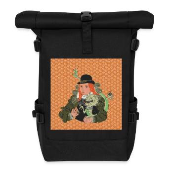 Barocke Lady mit Drache Humorvolles Fantasy Design - Rolltop Rucksack - Schwarz - Vorne
