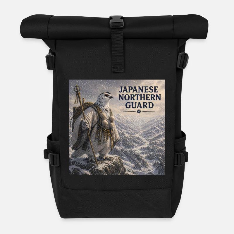 Japanischer Raicho-Bergmönchsvogel - Rolltop Rucksack - Schwarz