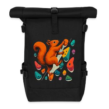 Squirrels on the Rock: Motivation & Boulder Art - Roll Top Backpack - black - Front