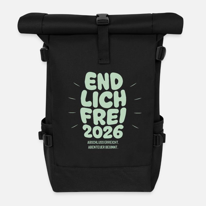 Endlich Frei - Abschluss 2026 - Rolltop Rucksack - Schwarz