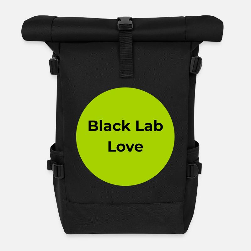 Black Lab Love Tea - Roll Top Backpack - black