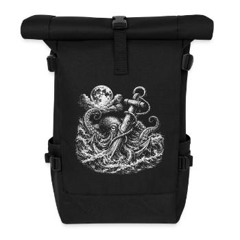 Oktopus Anker Vintage Meer Mond Maritime Nautisch - Rolltop Rucksack - Schwarz - Vorne