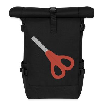 Red Scissors Icon - Roll Top Backpack - black - Front