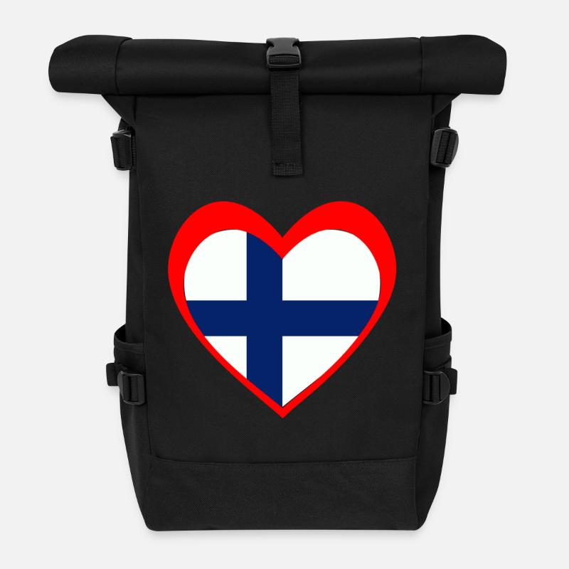 Suomi Sydän – Rakkaus Suomeen - Rolltop Rucksack - Schwarz