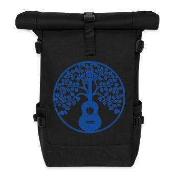Ukulele tree mandala blue - Rolltop Rucksack - Schwarz - Vorne
