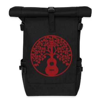 Ukulele tree mandala red - Rolltop Rucksack - Schwarz - Vorne