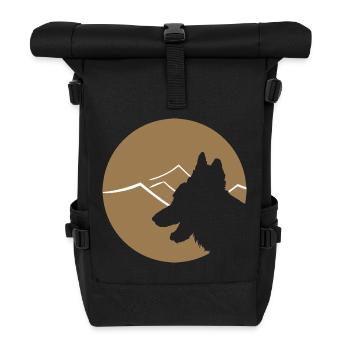 Schäferhund Silhouette im Kreis - Rolltop Rucksack - Schwarz - Vorne
