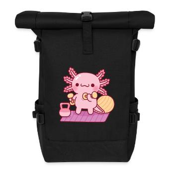 Niedliches Axolotl-Workout mit Hanteln - Rolltop Rucksack - Schwarz - Vorne