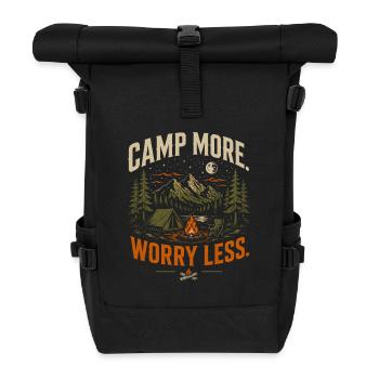 Campen Mehr, Sorgen Weniger - Rolltop Rucksack - Schwarz - Vorne