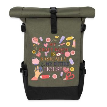 My craft room is my house - Roll Top Backpack - olive/black - Front