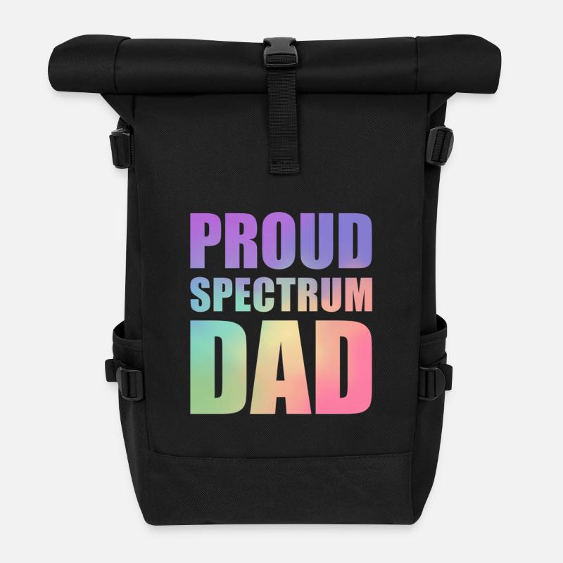 Proud Spectrum Dad - Roll Top Backpack - black