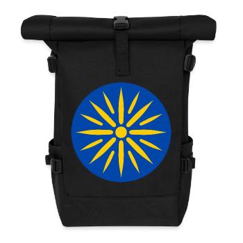 Blue sun in rays - Roll Top Backpack - black - Front