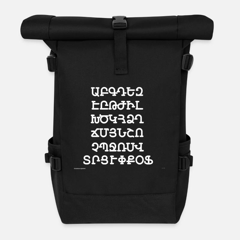 Armenisches Alphabet - Rolltop Rucksack - Schwarz