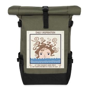 Meer der Ruhe und Gedanken - Rolltop Rucksack - Olive/Schwarz - Vorne