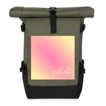 Geliebt Nachricht Liebe - Rolltop Rucksack - Olive/Schwarz - Vorne