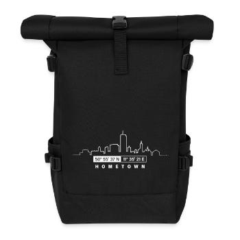 Jena Hometown GPS Coordinates - Roll Top Backpack - black - Front