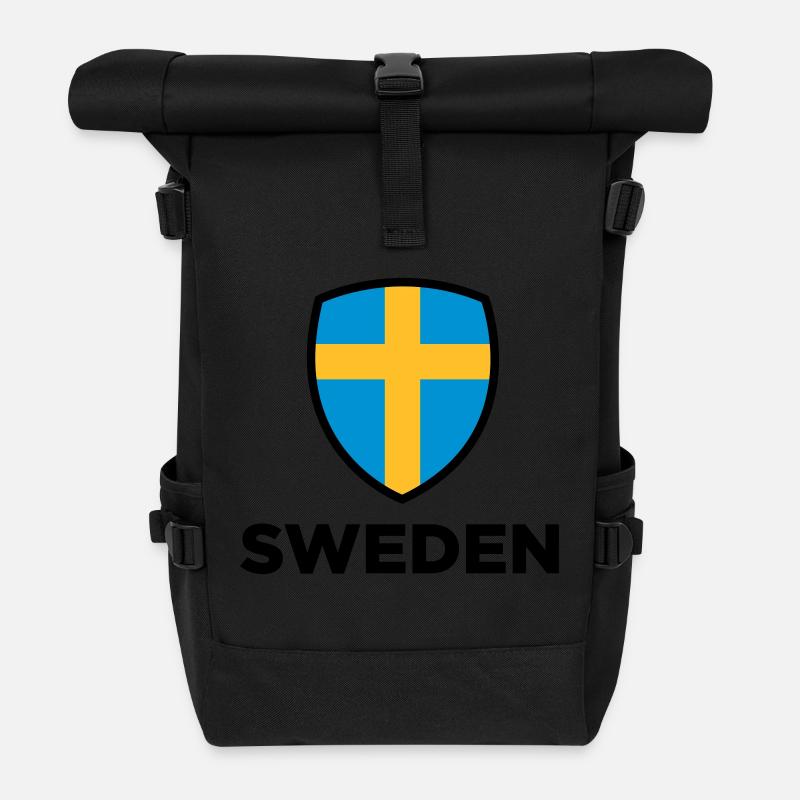 Nationalflagge von Schweden - Rolltop Rucksack - Schwarz