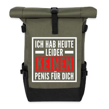 Männer - Kein Penis - Rolltop Rucksack - Olive/Schwarz - Vorne