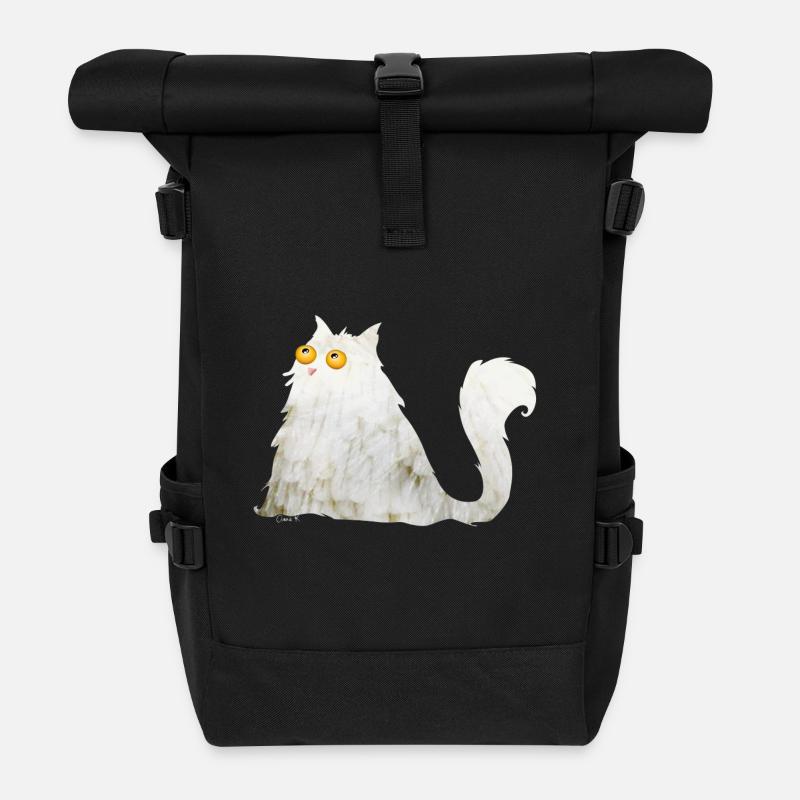 mollige Katze - Rolltop Rucksack - Schwarz