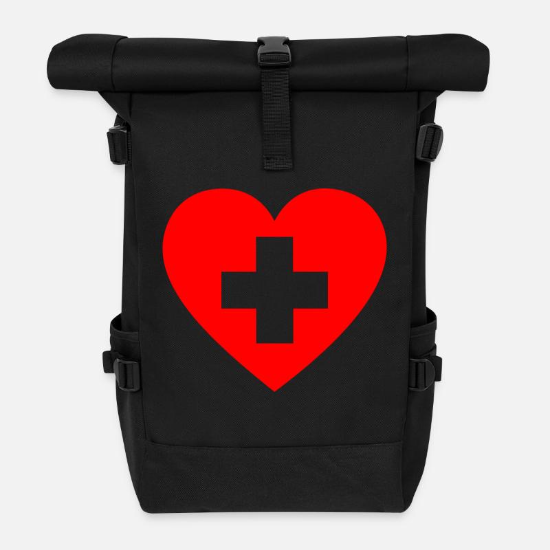Erste Hilfe Herz Geschenk Geschenkidee - Rolltop Rucksack - Schwarz