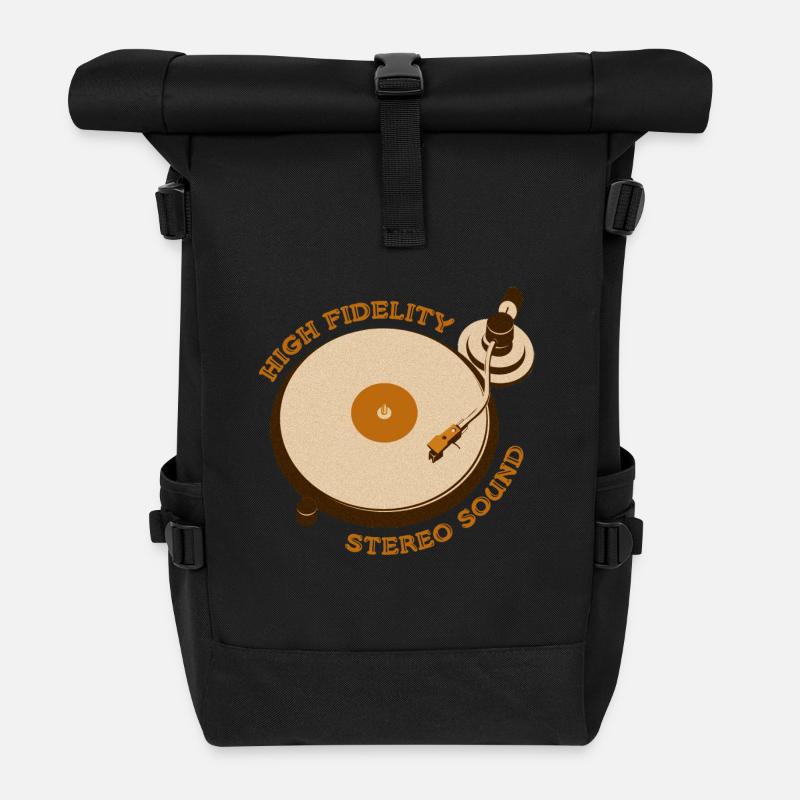 disque vinyle DJ Turntable Vintage Retro - Sac à dos roll top - noir