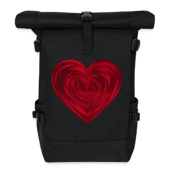 rotes herz red heart valentine valentinstag liebe1 - Rolltop Rucksack - Schwarz - Vorne