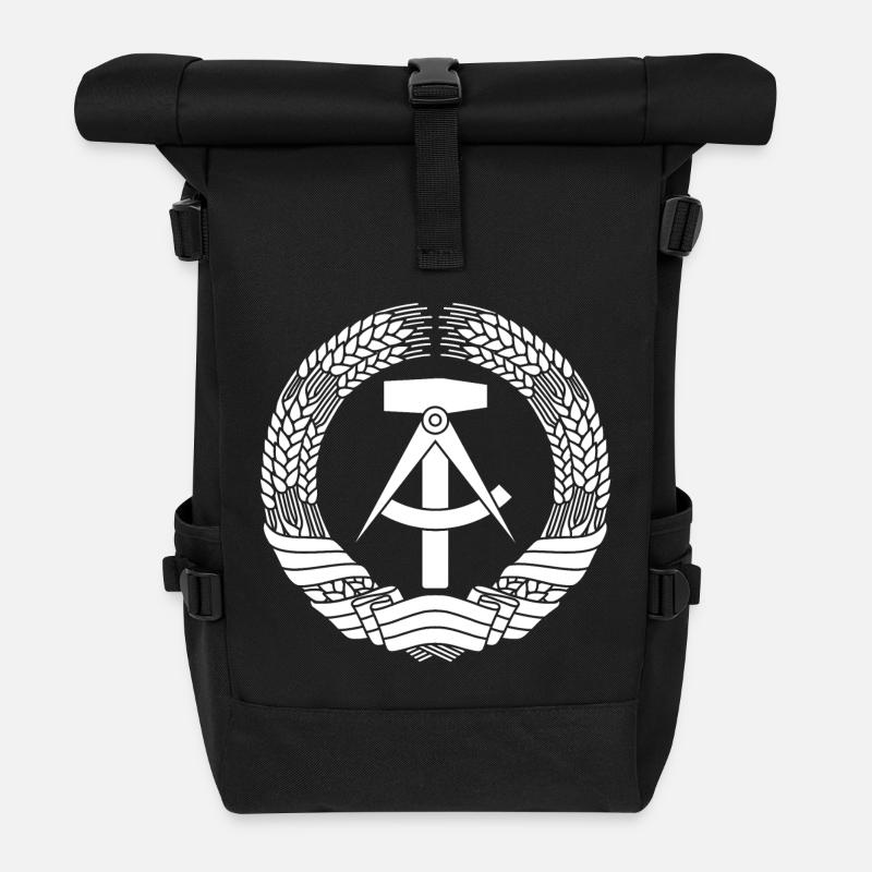 DDR Wappen (weiß) - Rolltop Rucksack - Schwarz