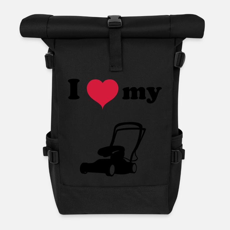 Lawn mower lawn mow green lawn grass gift - Roll Top Backpack - black