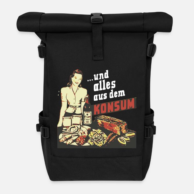 ...und alles aus dem Konsum - Rolltop Rucksack - Schwarz