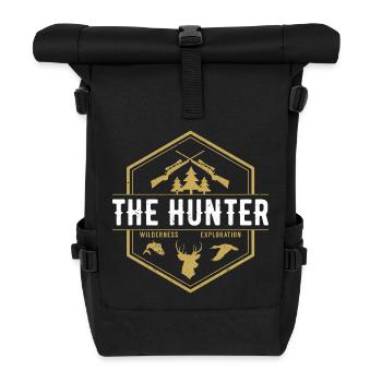 THE HUNTER hunting hunter forester deer forest gift - Roll Top Backpack - black - Front