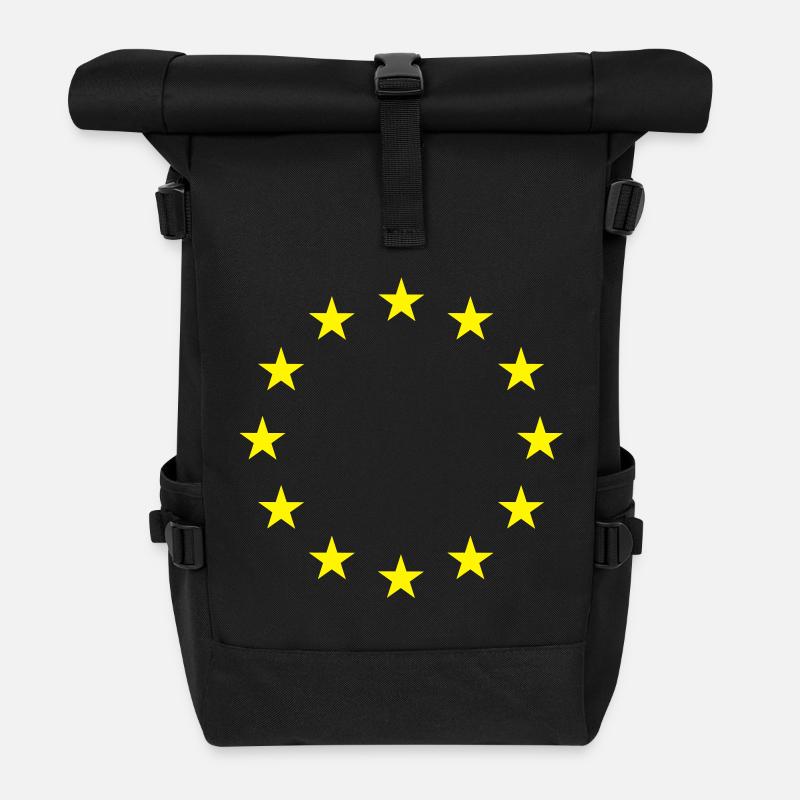 EU Sternen - Rolltop Rucksack - Schwarz