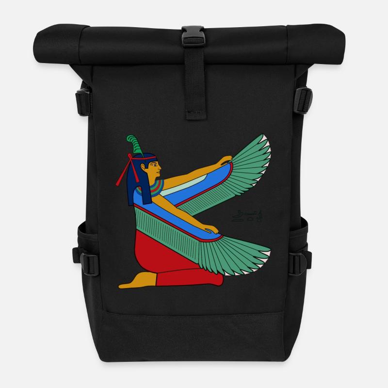 Maat I ancient Egyptian goddess - Roll Top Backpack - black