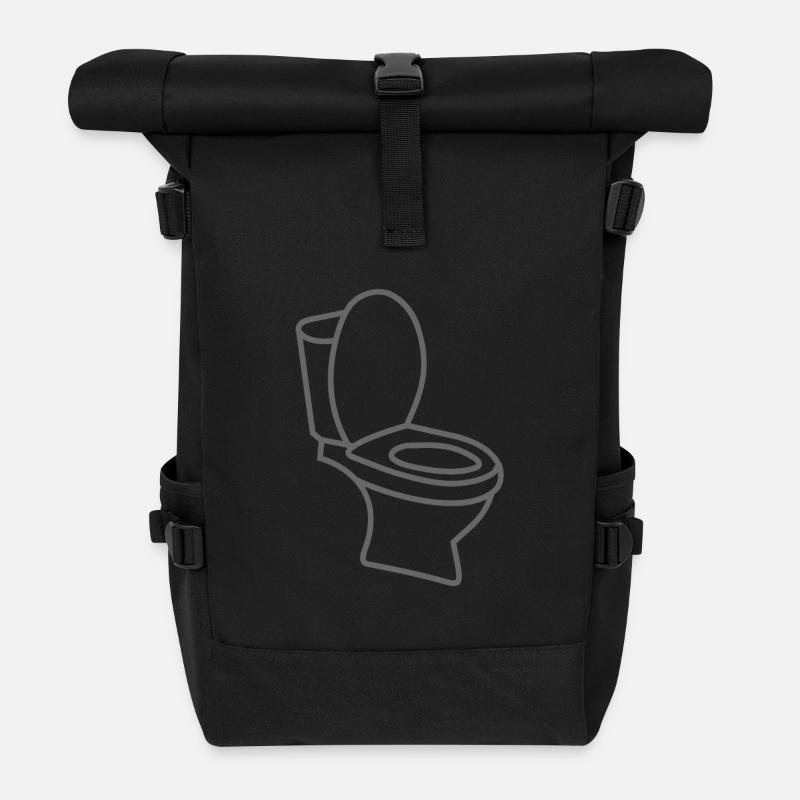 Klo WC Toilette - Rolltop Rucksack - Schwarz