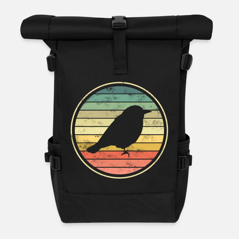 Vogel Vögel - Rolltop Rucksack - Schwarz