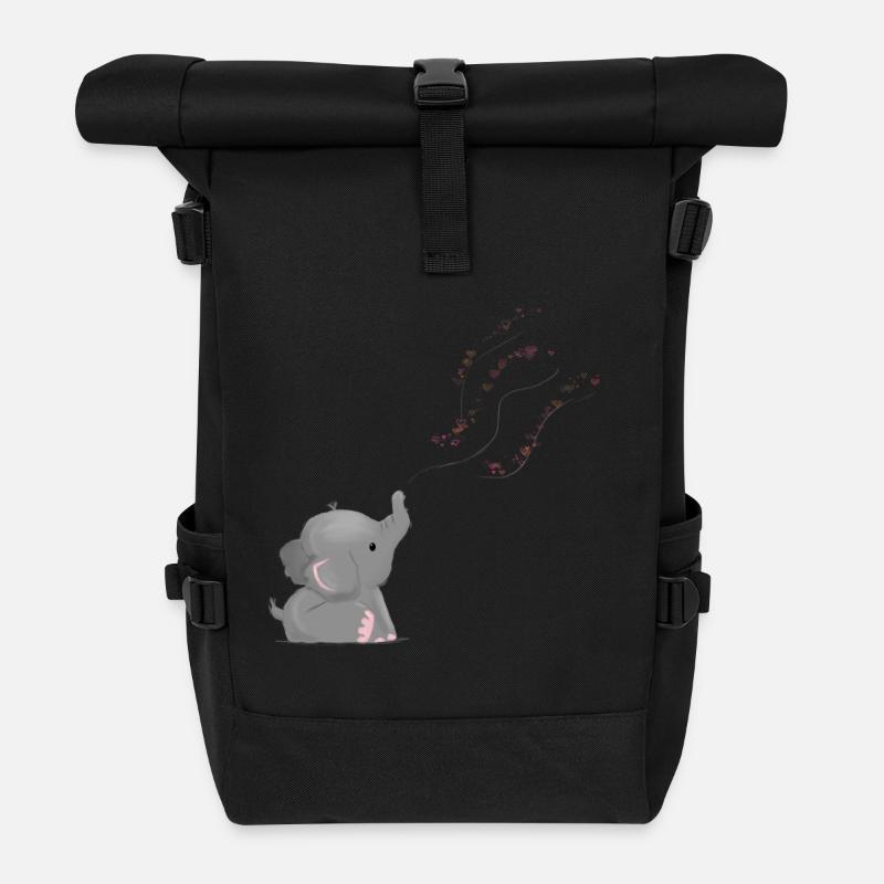 Elephant - Roll Top Backpack - black