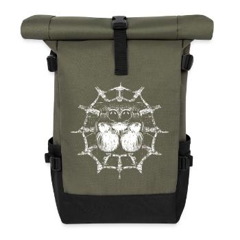 Creepy spider with cool spider web - Roll Top Backpack - olive/black - Front
