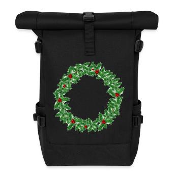 Couronne de Noël faite de branches de houx - Sac à dos roll top - noir - Devant