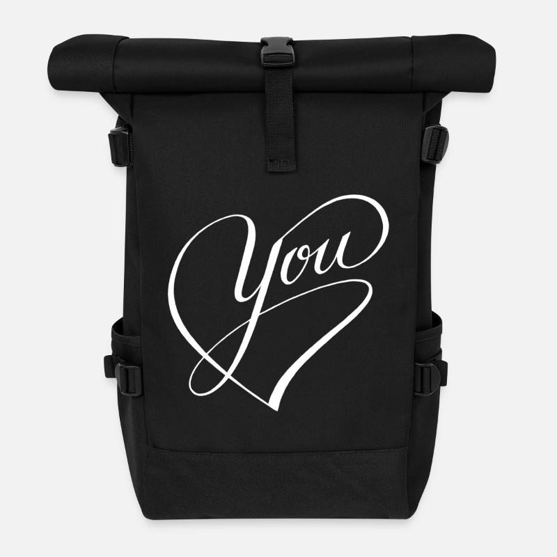 Je t’aime cœur Je t’aime - Sac à dos roll top - noir