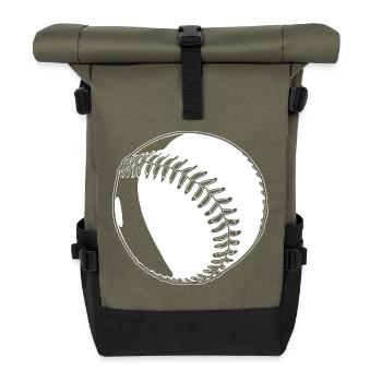Baseball Skizze - Rolltop Rucksack - Olive/Schwarz - Vorne