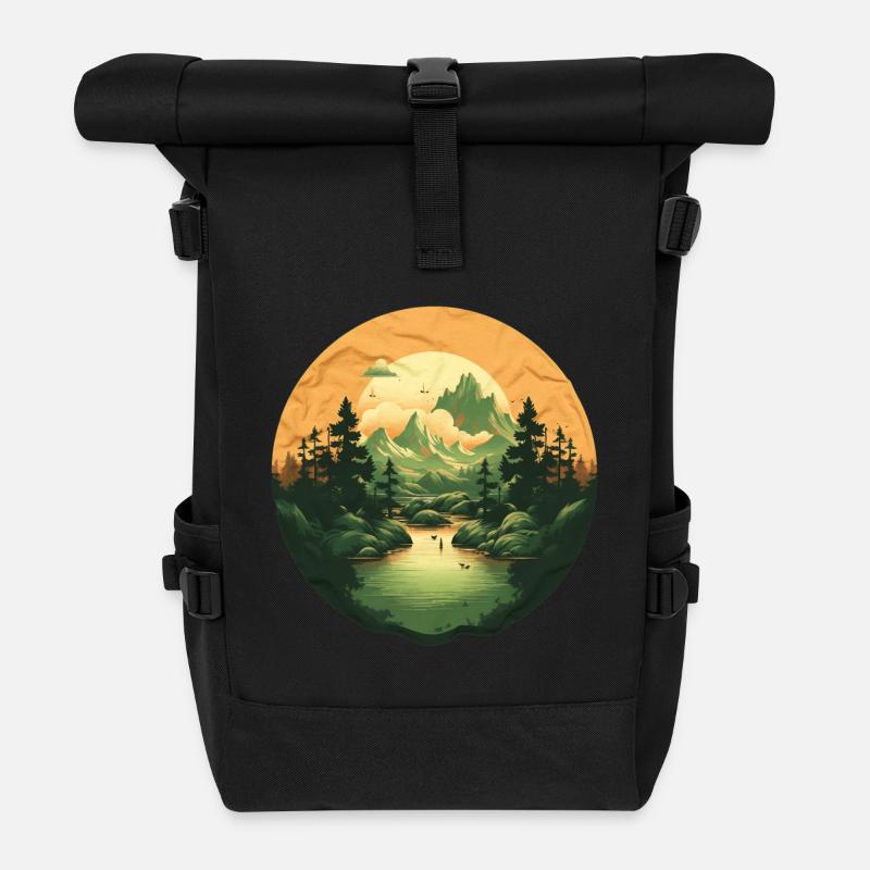 Paysage - Sac à dos roll top - noir
