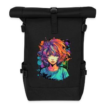 Anime Girl - Rolltop Rucksack - Schwarz - Vorne