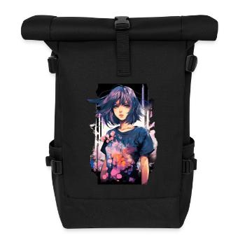 Anime Girl - Roll Top Backpack - black - Front