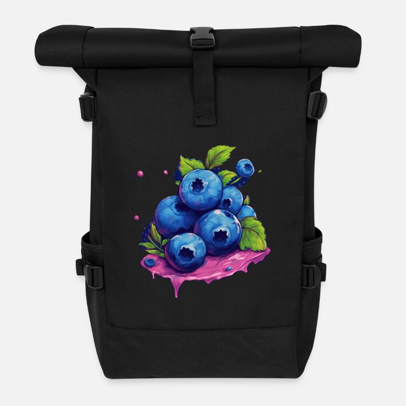 Blaubeere - Rolltop Rucksack - Schwarz